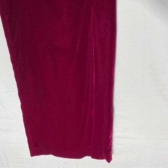 Vintage Dalia Collection Rich Burgundy Velour Pencil Maxi Skirt W Thigh Slit 6 - Picture 6 of 13